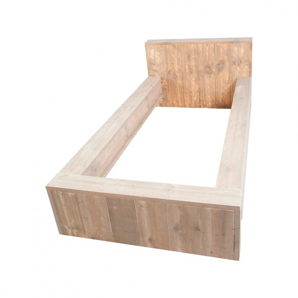 Steigerhouten bed massief 1-persoons, onbehandeld hout