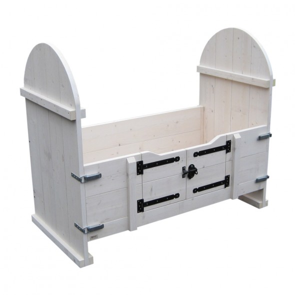 Steigerhouten peuterledikant Ruby, nieuw hout met witte beits