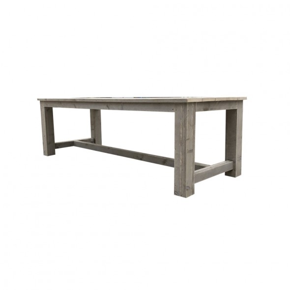 Steigerhouten kloostertafel, verouderd hout met witte beits 