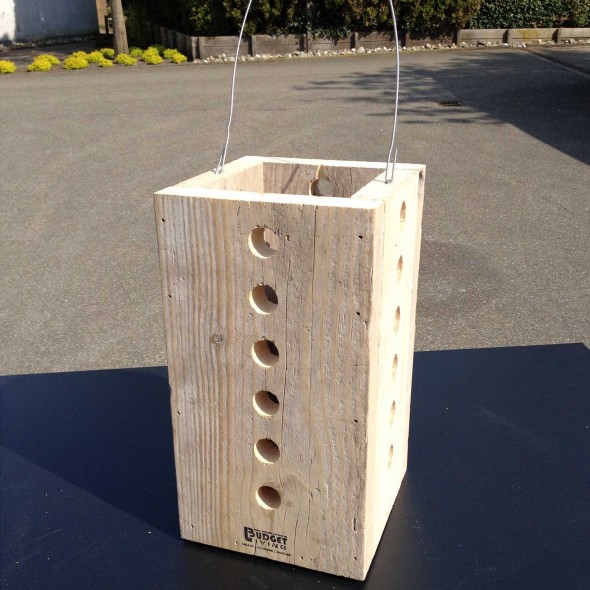 Steigerhout Windlicht met gaten, oud hout onbehandeld