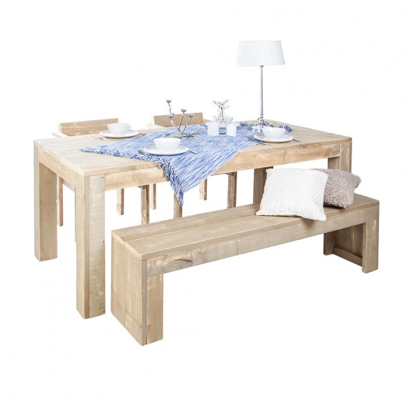 Steigerhouten Bank Open, greywash hout