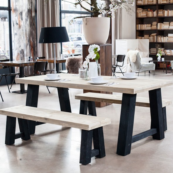 Steigerhouten Bank Legno, greywash hout