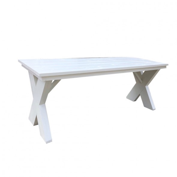 Steigerhouten eettafel Mr. X, dekkend wit ral 9010