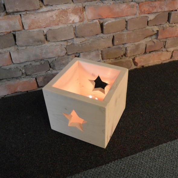 Steigerhouten Kerst sfeerlicht, nieuw hout en witte beits