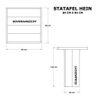 Afmetingen statafel Hein 84 x 84 cm