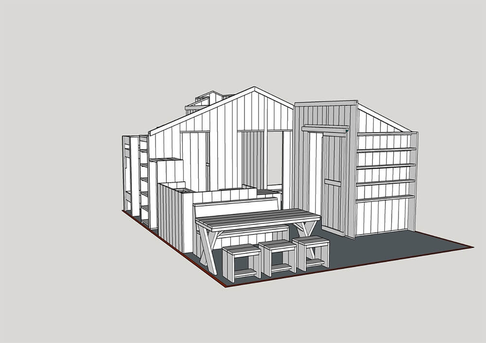 Glamping tentinrichting sketchup 2d en 3d